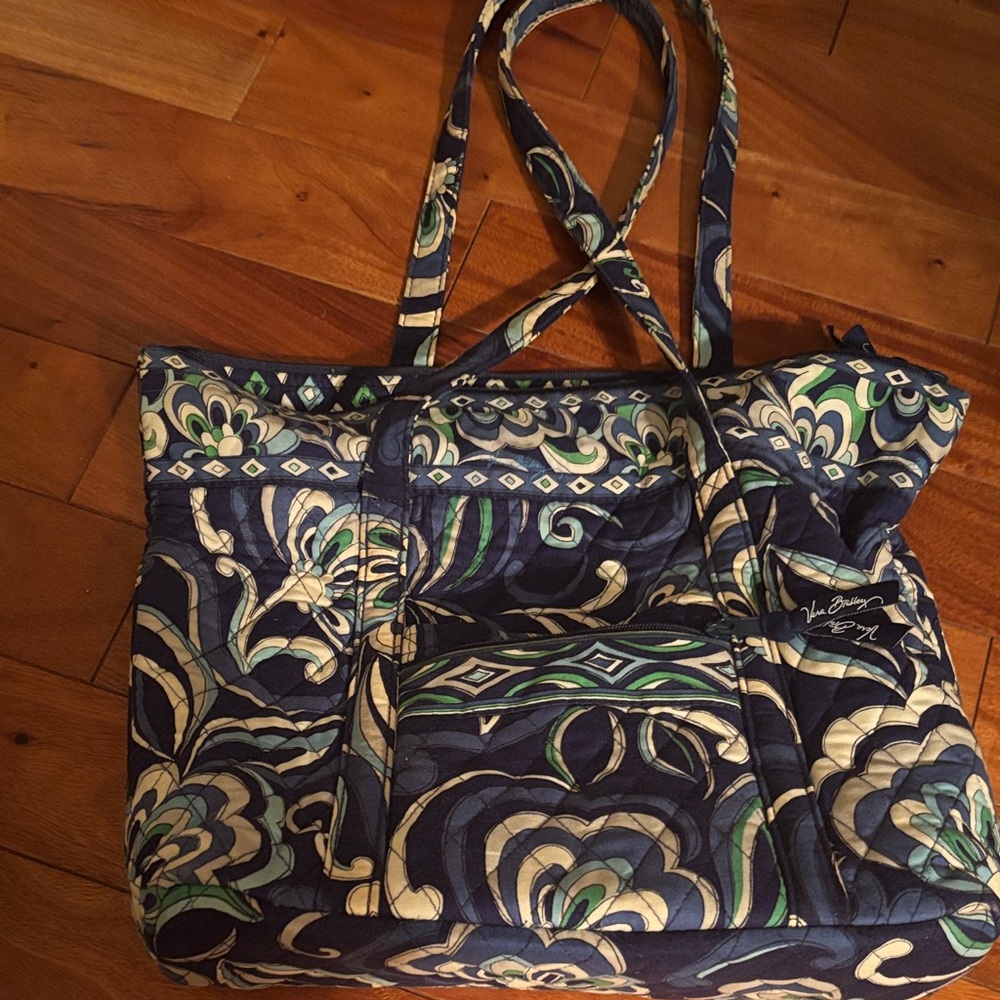 Vera Bradley Navy and Teal Floral Tote